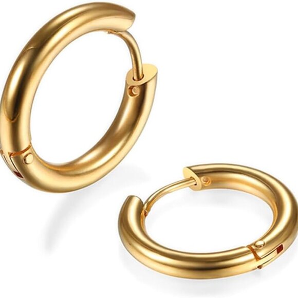 Jewelry - Sterling Silver Small Hoop Earrings with Hinged Closure, Hypoallergenic for Sens